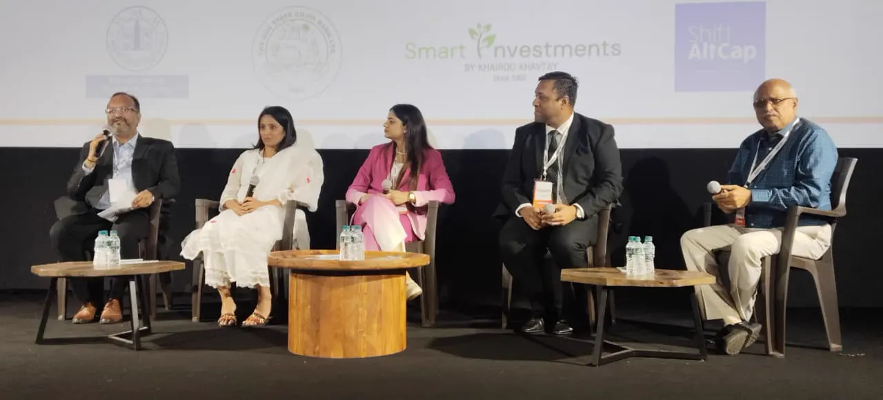 Manalee Verneker on stage with fellow panellists at the Future Wealth Goa Conclave 2026 (photo 3)